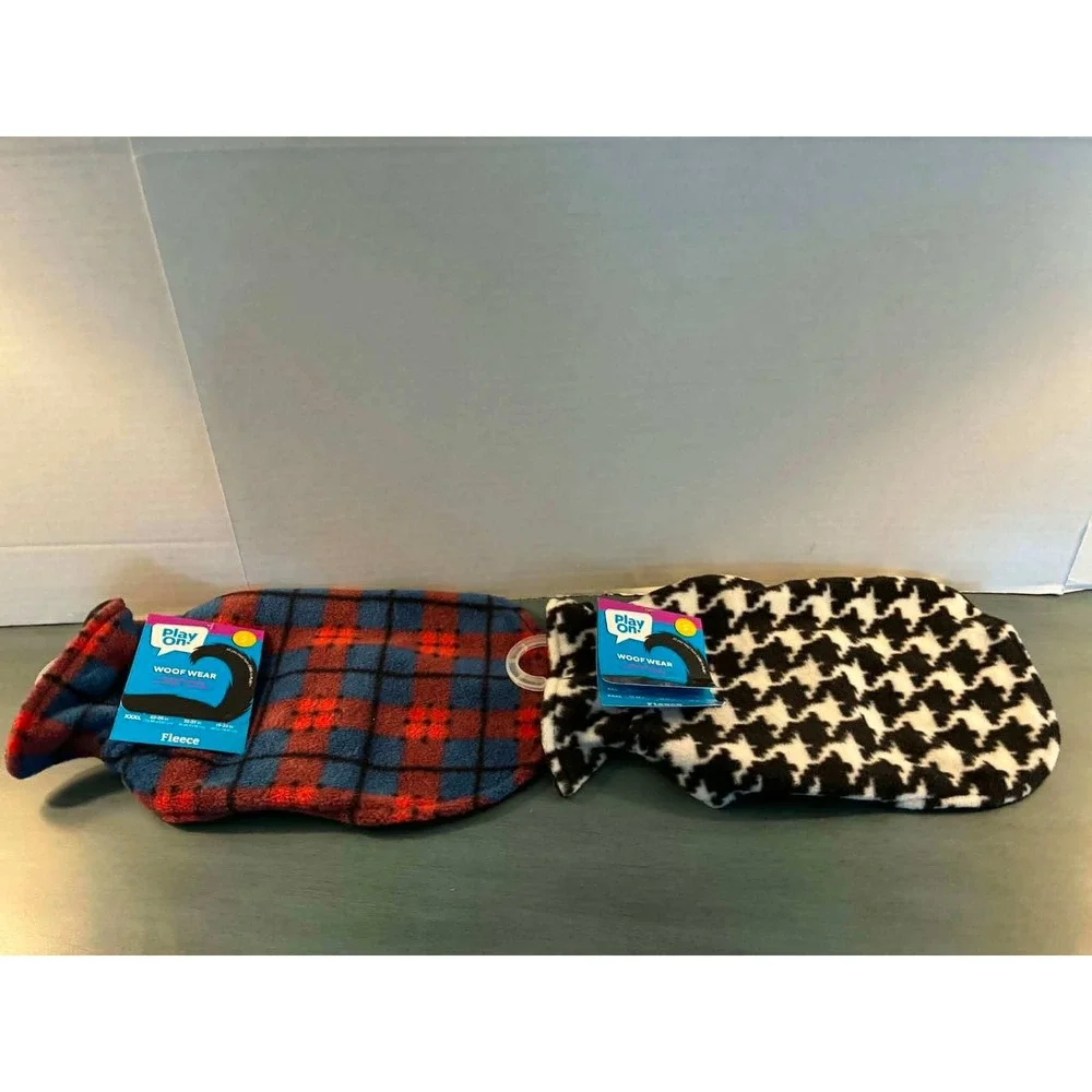 Play On Woof Wear Dog Vests XXXL Multicolor New 2-Pack Plaid Houndstooth Fleece